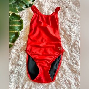 Speedo Pro LT Solid Red One Peice Racerback Swimsuit Sz 8 34 Athletic Beach
